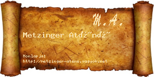 Metzinger Aténé névjegykártya